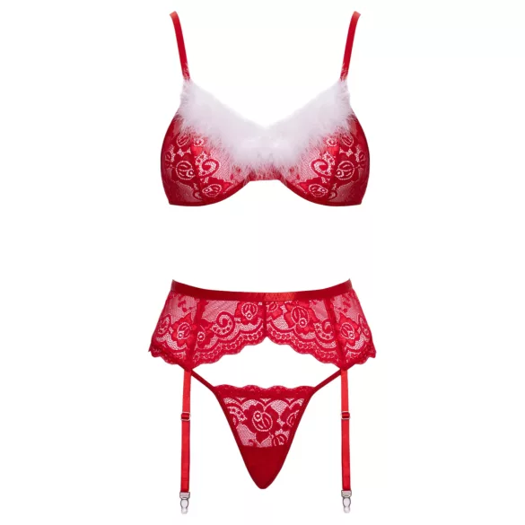 Cottelli - Spitzen-Weihnachts-BH-Set (rot) - L/XL