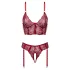 Cottelli - zweiteiliges Spitzen-Strapsset (rot) - M