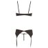 Abierta Fina - Glanzendes Steine Dessous-Set (Schwarz) - 85C/L