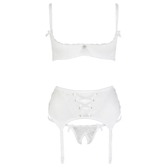 Cottelli - Schnür-BH-Set aus Spitze (weiß)