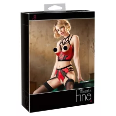 Abierta Fina - Hebe-BH-Set mit Ringen (rot) - 80B/M