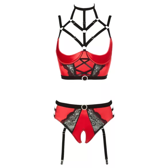 Abierta Fina - Hebe-BH-Set mit Ringen (rot) - 85B/L