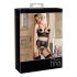Abierta Fina - Funkelndes Spitzen-Dessous-Set (Schwarz) - 85B/L
