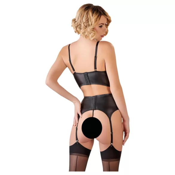 Abierta Fina - Funkelndes Spitzen-BH-Set mit Trägern (schwarz) - 85B/L