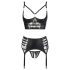 Abierta Fina - Funkelndes Spitzen-Dessous-Set (Schwarz) - 85C/L