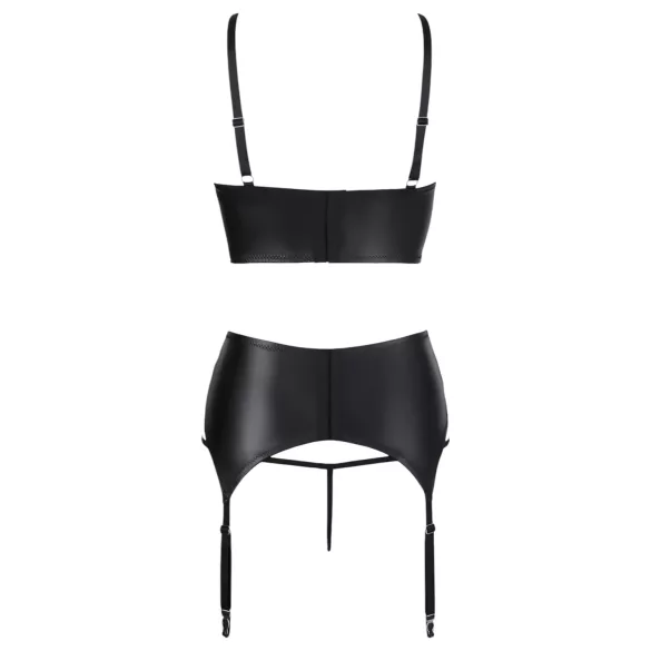 Abierta Fina - Funkelndes Spitzen-BH-Set mit Trägern (schwarz) - 85C/L