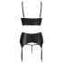 Abierta Fina - Funkelndes Spitzen-Dessous-Set (Schwarz) - 85C/L