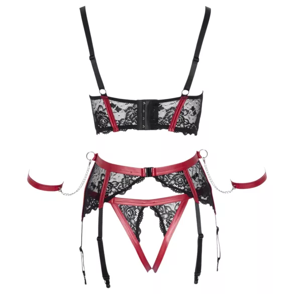 Cottelli Bondage - Mattes, Spitzen-BH-Set (Rot) - L