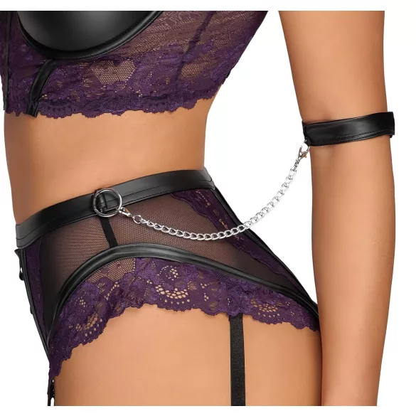 Cottelli Bondage - BH-Set mit Handschellen (schwarz-lila)