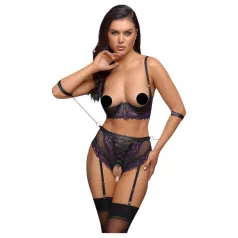   Cottelli Bondage - BH-Set mit Handschellen (schwarz-lila) - M