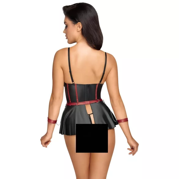 Cottelli Bondage - Glänzendes Set & Handfesseln (Schwarz) - 85B/L