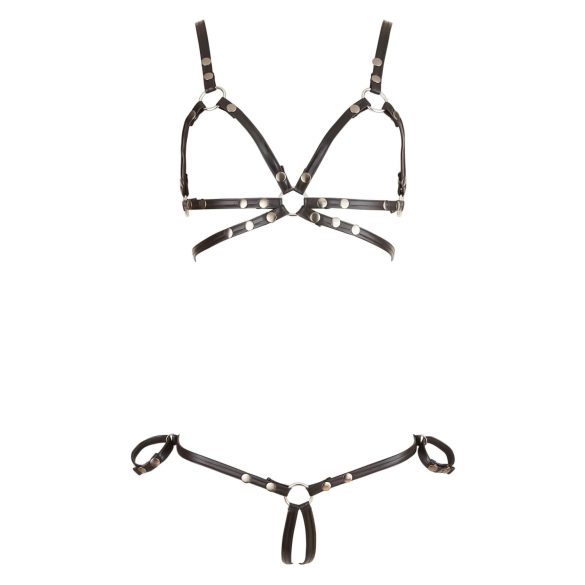 Cottelli Bondage - Glänzendes Körpergeschirr Bikini (schwarz)