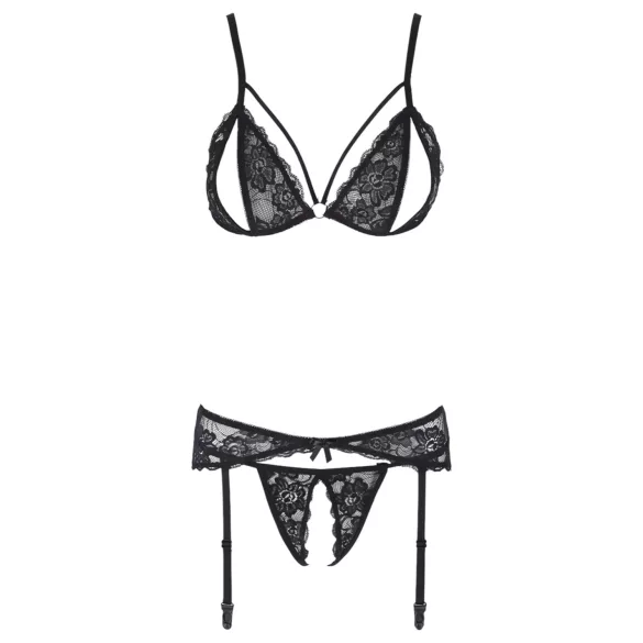 Cottelli - Offenherziges Spitzenwäsche-Set (Schwarz)