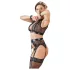 Cottelli Bondage - Spitzen‑Dessous-Set + Handschellen (4-teilig) - M
