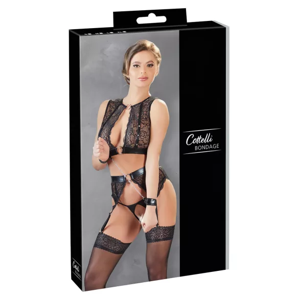 Cottelli Bondage - Spitzenwäsche-Set (4-teilig) - L