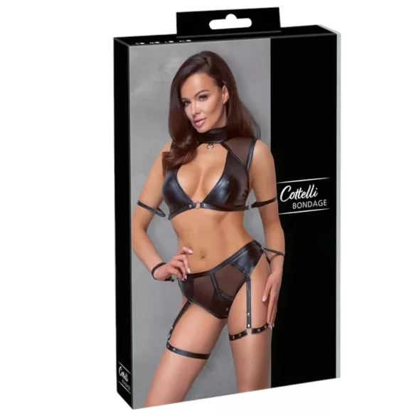 Cottelli Bondage - BH-Set mit Netzeinsatz (schwarz) - XL