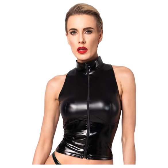 Noir - Glänzendes Zip-Top (Schwarz) - M