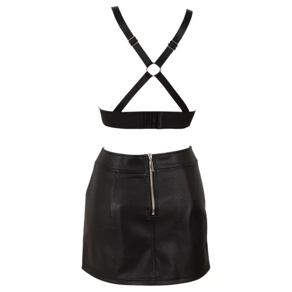 Cottelli - Kunstleder-Top und Minirock-Set (schwarz) - M