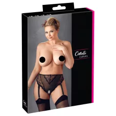   Cottelli Plus Size - Slip mit Spitzen-Strapsen (schwarz) - XXXXL
