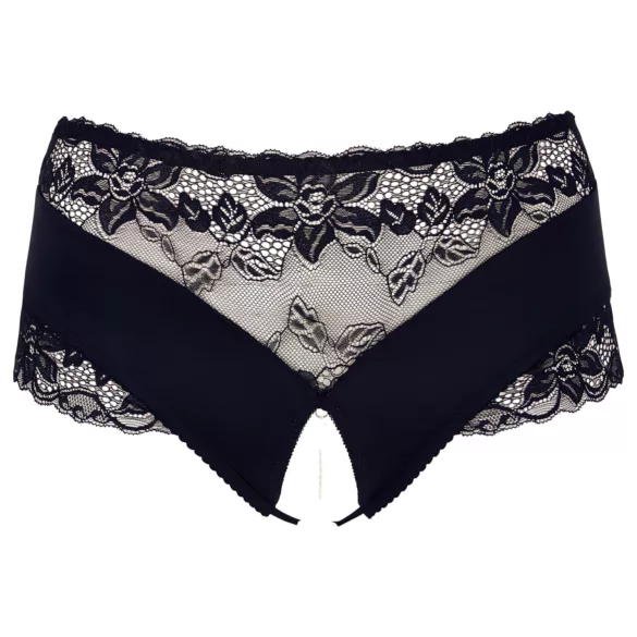 Cottelli Plus Size - Spitzenperlen offener Slip (schwarz) - 3XL