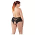 Cottelli Plus Size - Spitzenperlen offener Slip (schwarz) - 4XL