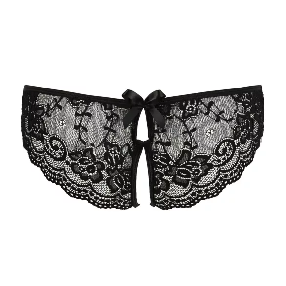 Cottelli - Spitzen-Slip mit Schleife und offenem Schritt (schwarz) - XL