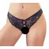 Cottelli - Spitzen-Slip mit Schleife und offenem Schritt (schwarz) - XL