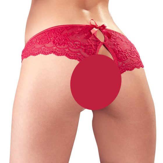 Cottelli - Offener französischer Slip mit Schleife für Frauen (rot) - XL