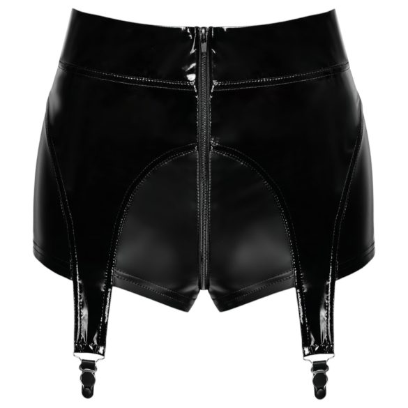 Noir - Glänzende Hotpants mit Strumpfhalter (Schwarz) - M