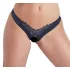 Cottelli - Perlenverzierte, offene Blütenslip (schwarz) - XL