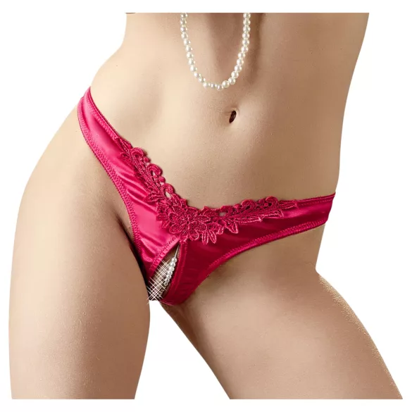 Cottelli - Perlen und offene Blumen-Damenhose (rot) - XL