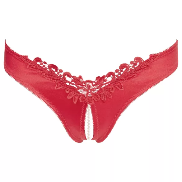 Cottelli - Perlen und offene Blumen-Damenhose (rot) - XL
