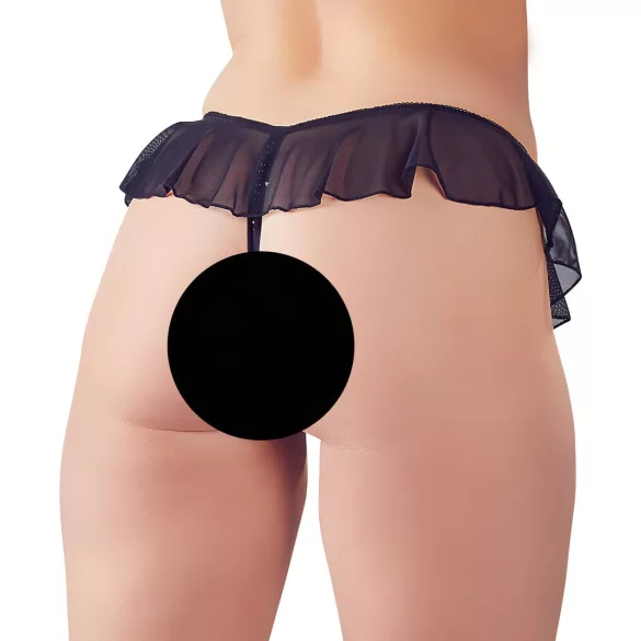 Cottelli - Offener, Perlenbesetzter Spitzentanga (Schwarz)