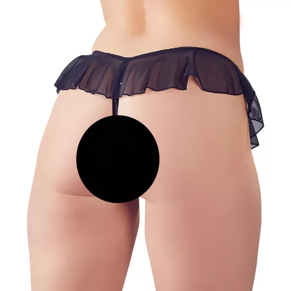 Cottelli - Offener, Perlenbesetzter Spitzentanga (Schwarz)