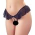 Cottelli - Offener Perlen-String mit Rüschen (Schwarz) - M