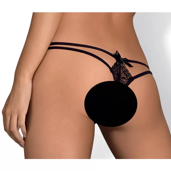 Obsessive Intensa - Doppelt geschnürter Spitzen-Tanga (schwarz)