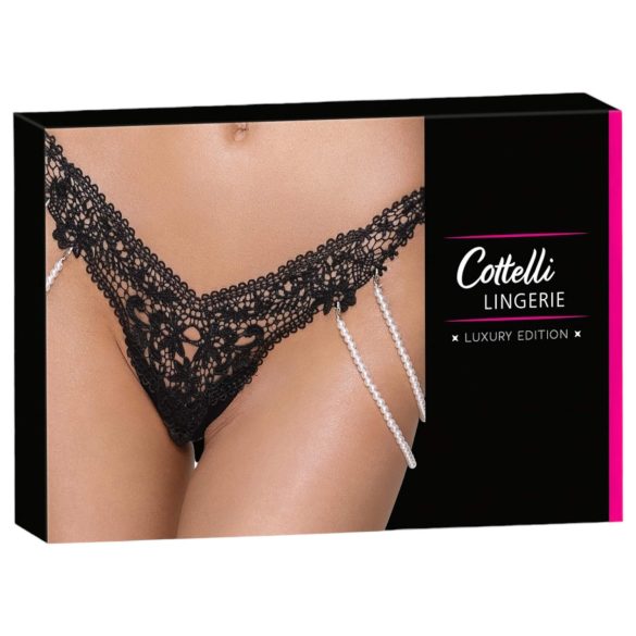 Cottelli - Luxus Perlenstickerei String (Schwarz)