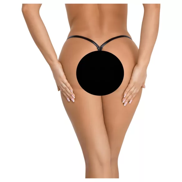 Noir - Glanz-String (Schwarz) - L/XL