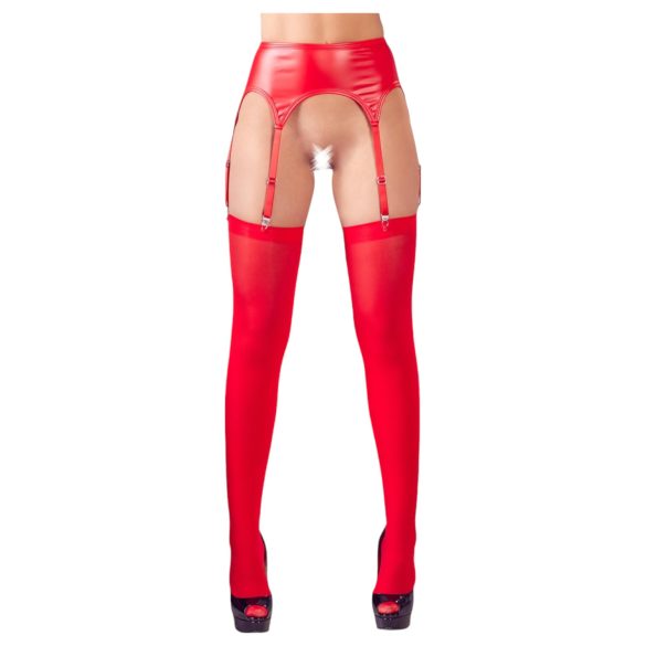 NO:XQSE - Glänzendes Strumpfhalter-Set (Rot) - L/XL