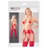 NO:XQSE - Glänzendes Strumpfhalter-Set (Rot) - L/XL