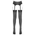 NO:XQSE - Gestreifte Strumpfhose mit Strumpfhalter (Schwarz) - L/XL