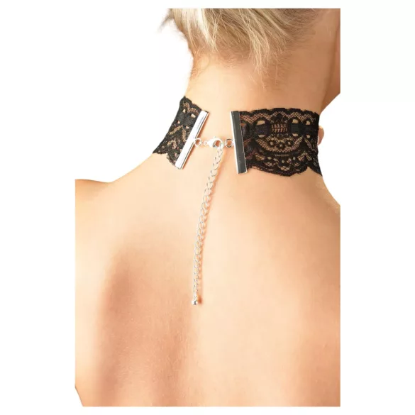 Cottelli - Halsband aus Kunstleder mit Spitze, BDSM-Kostüm-Accessoire