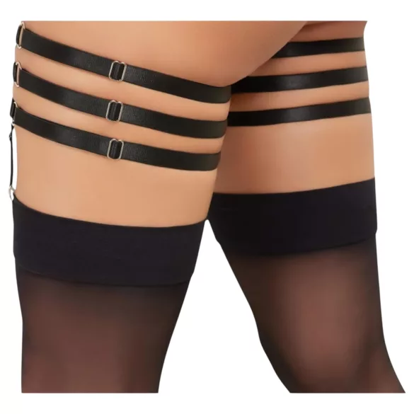 Cottelli - Lederoptik-Strumpfband Oberschenkelriemen (schwarz) - L/XL