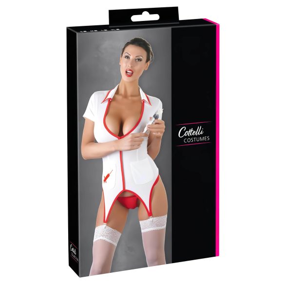 Cottelli - Krankenschwester-Top mit Strapsen - XL