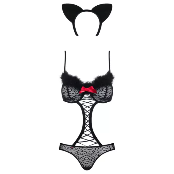 Obsessive Gepardina - Kätzchenkostüm Set (schwarz)