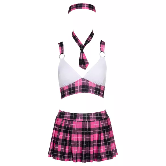 Cottelli - kariertes Schulmädchen-Kostüm Set (Pink) - XL