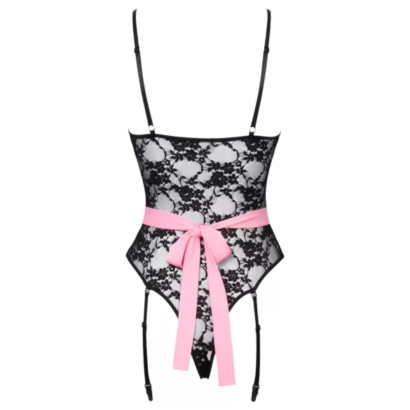 Cottelli - Transparente Dienstmädchenkostüm (schwarz-pink)