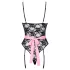 Cottelli - Transparente Dienstmädchenkostüm (schwarz-pink)