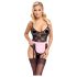 Cottelli - Transparente Dienstmädchen-Kostüm (Schwarz-Pink) - M