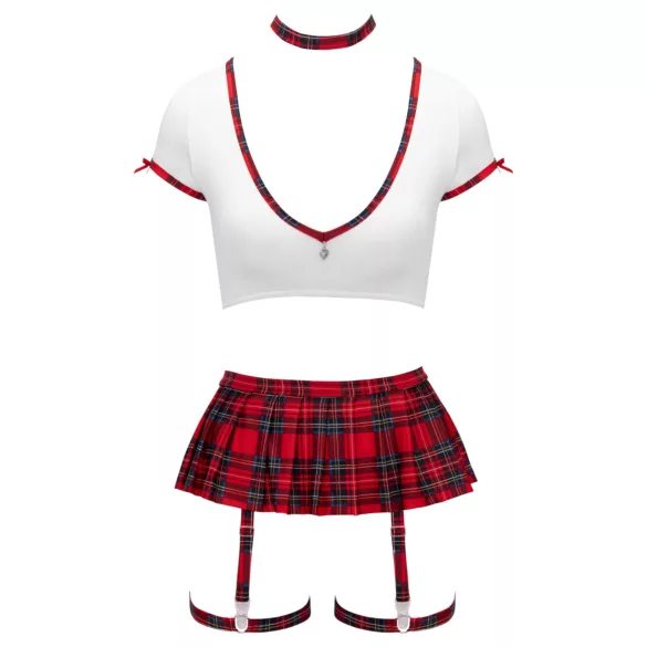 Cottelli - Schulmädchen-Kostümset (rot-weiß) - XL